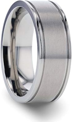 Thorsten Fairfield | Titanium Ring | Comfort Fit | Flat Satin Finish Wedding Band Titanium Ring - 8 mm Wide
