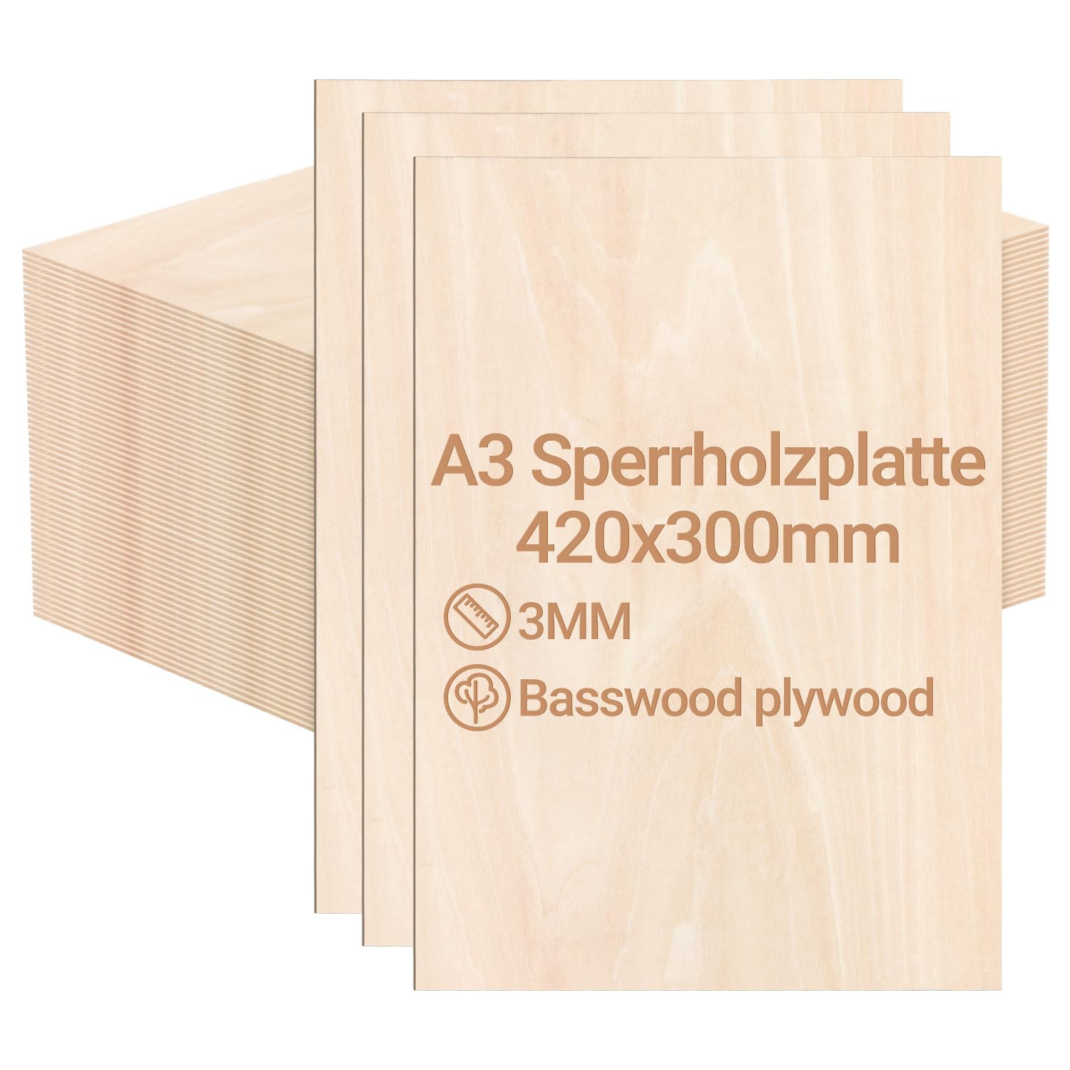 Pannello in compensato da 3 mm, 420 x 300 mm, 30 pezzi, in legno di tiglio, per modellismo, taglio laser, incisione laser, legno, bruciatura, pittura, pittura a olio fai da te