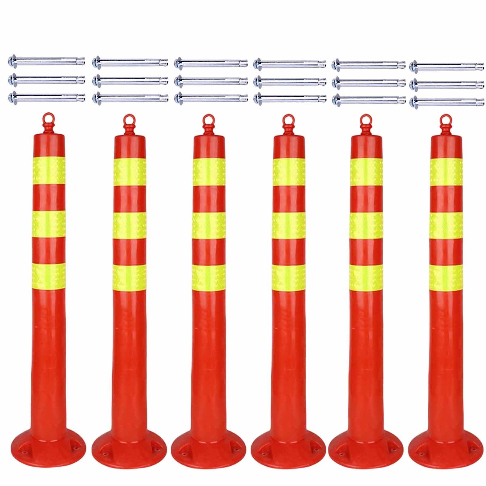 WQPMNYG Traffic Cones, Reflective Safety Barrier for Driveways, Warning Column with Mounting Bolts, Construction Bollard Post for Road Safety