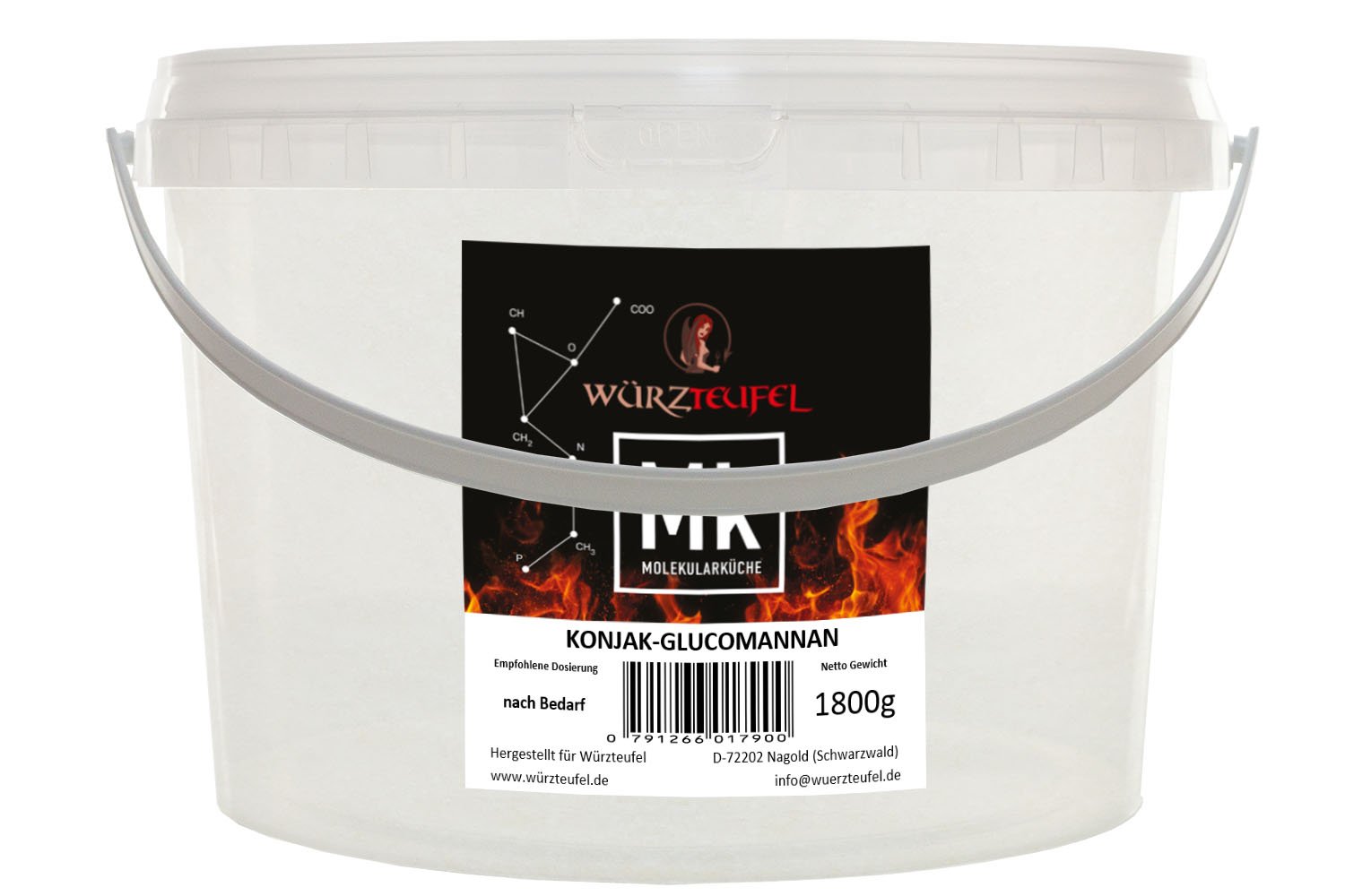 Konjac Glucomannane, E425 ii, farine de konjac, racine de konjac, langue du diable, gomme Konjac Gum. PE – Seau 1800 g (1,8 kg)