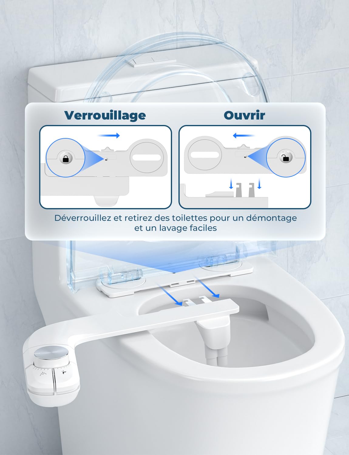 YISSVIC Toilette Japonaise Bidet Toilette WC non Electrique Double Buses Rétractables Installation Facile Autonettoyantes Pression d'Eau Réglable à Eau Froide Nettoyage Avant et Arrière