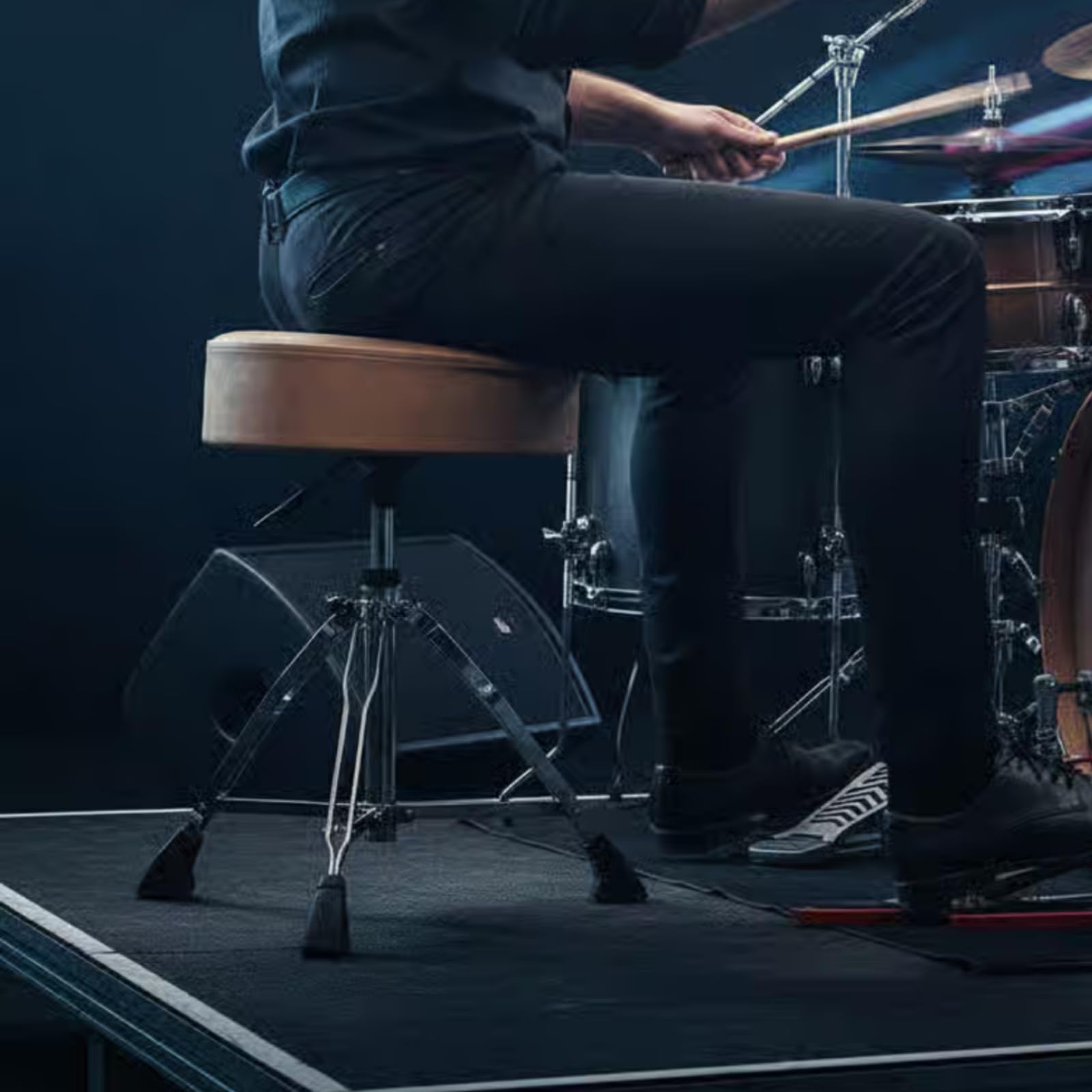 Taburete Regulable de Batería Antideslizante Taburete Neumático de Batería Carga Fuerte Asiento Musical para Bateristas, Escenario