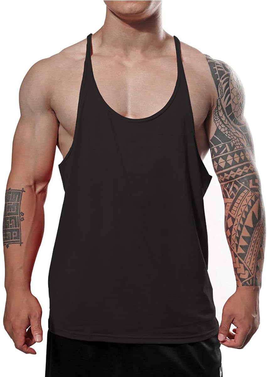 JEEING GEARMen's Stringer Bodybuilding Gym Tank Tops Y Back Cotton