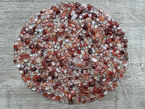 Fire Quartz Chips – Natural Mini Fire Quartz Stones, Crushed Undrilled Fire Quartz, Semi-Tumbled Genuine Fire Quartz (1/4 lb)