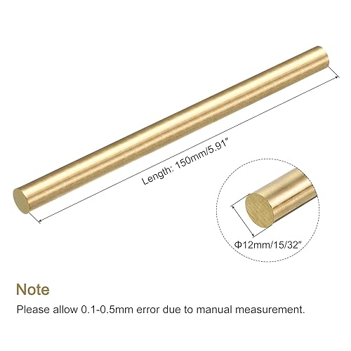 Miniatura 43 de MECCANIXITY Varillas redondas de latón, barra de torno de varilla redonda maciza de latón de 3/8 pulgadas, barra de latón de 0.394 in x 3.937 in