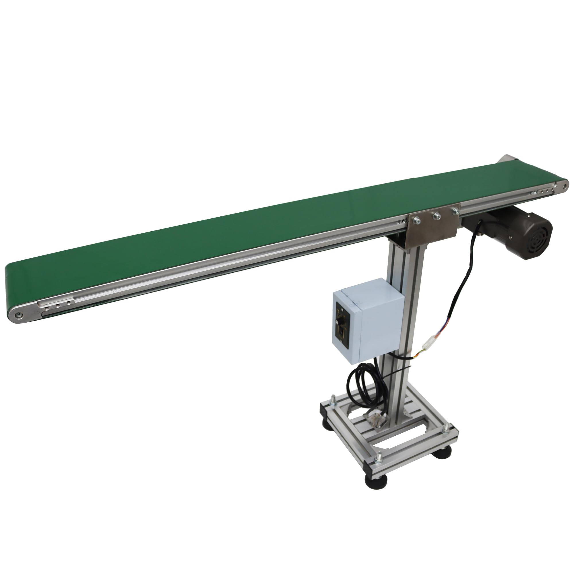 HQHAOTWU Inclined Wall Belt Conveyor PVC Belt Transport Conveyor Single Row Leg Industrial Transfer Conveyor Aluminium Alloy Frames 47×5.9inch Belt