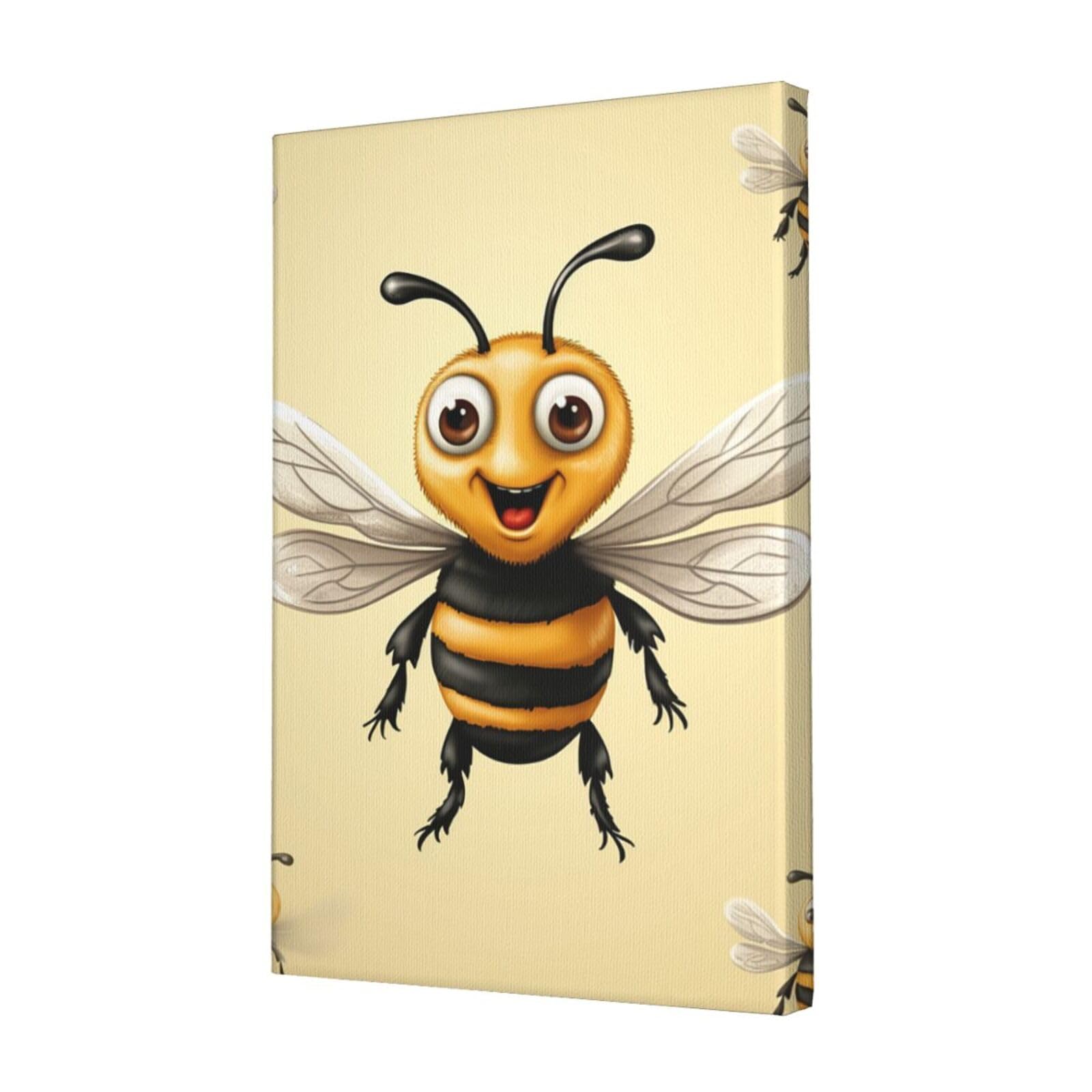 KLOPH Honey Bee Canvas Wall Art for Living Room 12"x18" Modern Artwork Painting for Bathroom Hanging Canvas Prints Aesthetic Wallart for Bedroom Kitchen Office Wall Decor