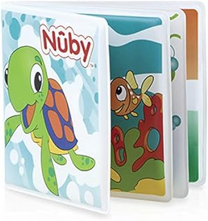 Nuby Bath Fun Time Book with Water-Proof Pages and Surprise Squeaker, Early Education, 0 M+