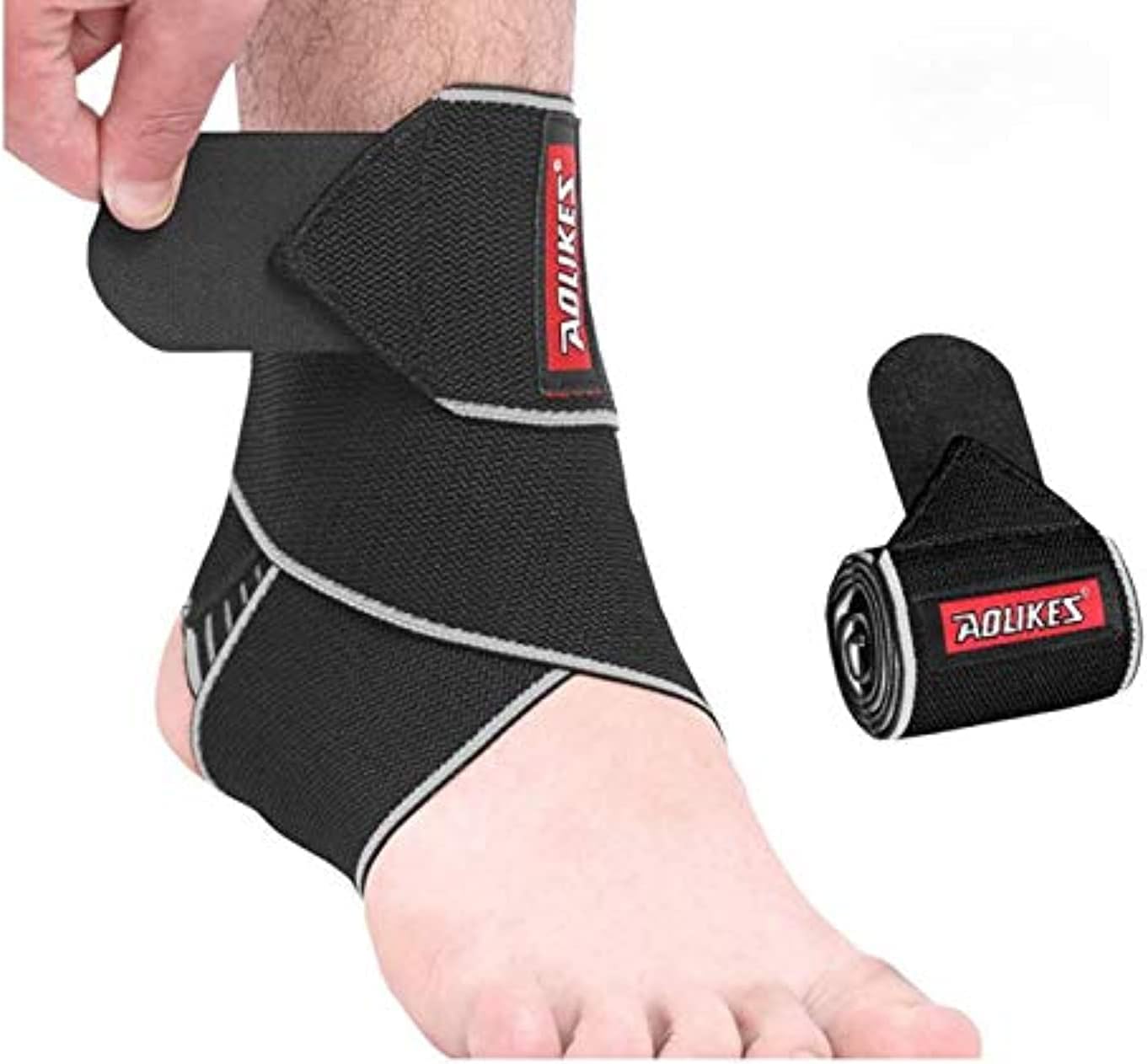 Ankle Brace Adjustable Ankle Support Breathable Nylon Material Super Elastic and Comfortable One Size Fits All, Perfect for Sports, Protects Against Chronic Ankle Strain, Sprains Fatigue (Gray)