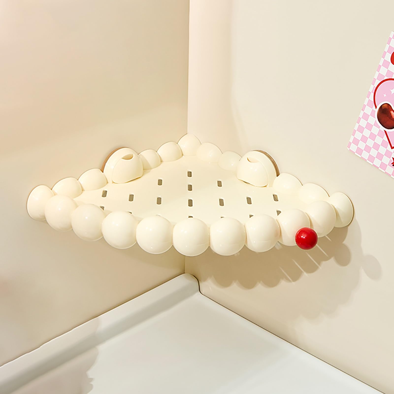 HTLTGBAM Wall Mounted Corner Shower Caddy Bathroom Triangle Storage Shelf with Removable Suction Cup White