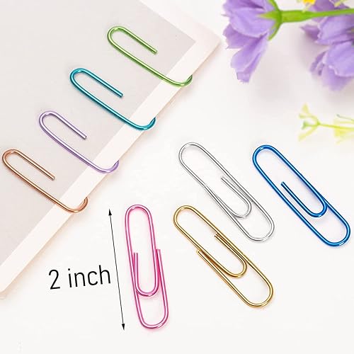 Miniatura 2 de Clips de papel jumbo, 150 clips de papel grandes de 2 pulgadas, clips de colores surtidos para papeleo, oficina, escuela y uso personal