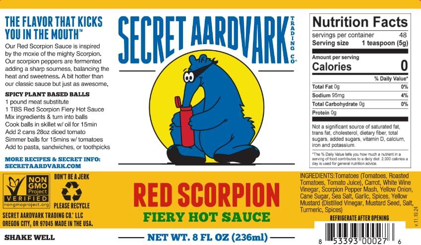 Miniatura 3 de Secret Aardvark - Paquete variado de salsa picante  Chipotle ahumado, segador y salsa picante de escorpión rojo, salsas picantes y adobos sin OMG,