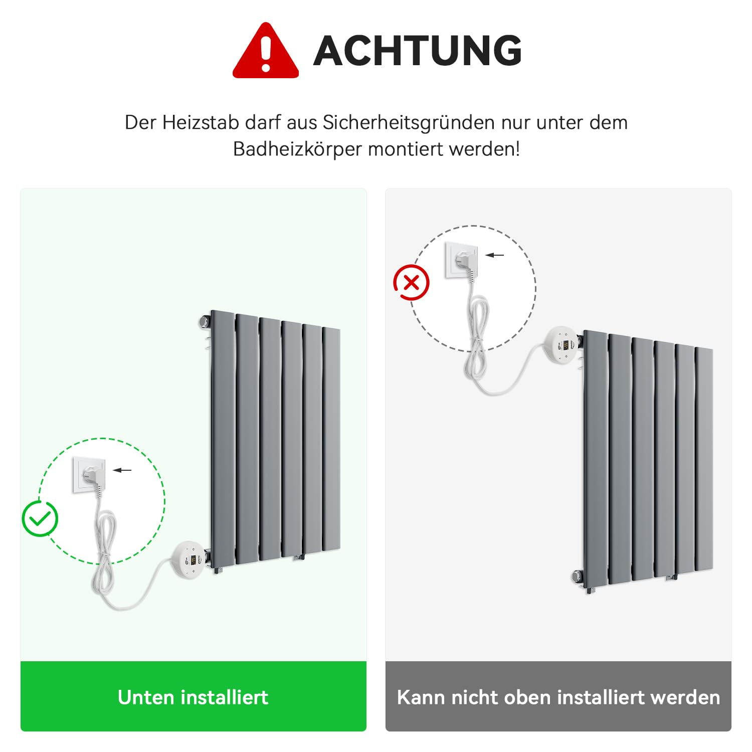 SONNI Heizkörper 600x832mm Anthrazit, Design Flachheizkörper mit WIFI Smart Heizstab 800 Watt, elektrischer Flach Vertikal Heizkörper Bad, Einlagig Paneelheizkörper mit APP-Steuerung