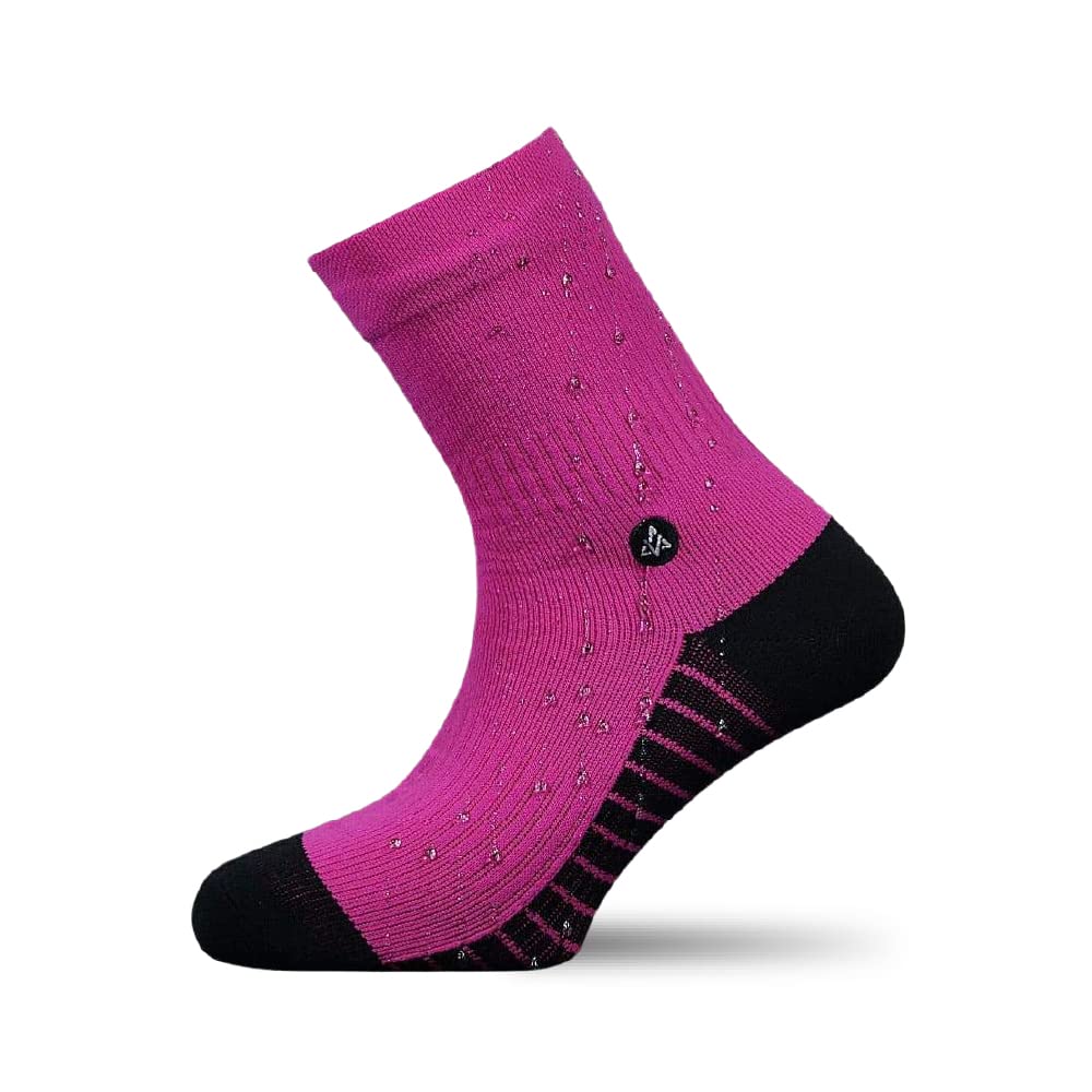 VERJARI® Chaussettes Imperméables Respirantes et Chaudes pour Homme et Femme - Running, Trail, Vélo, VTT, Randonnée, Ski, Activités Outdoor | En fibre de Bambou | Courtes - Fuchsia