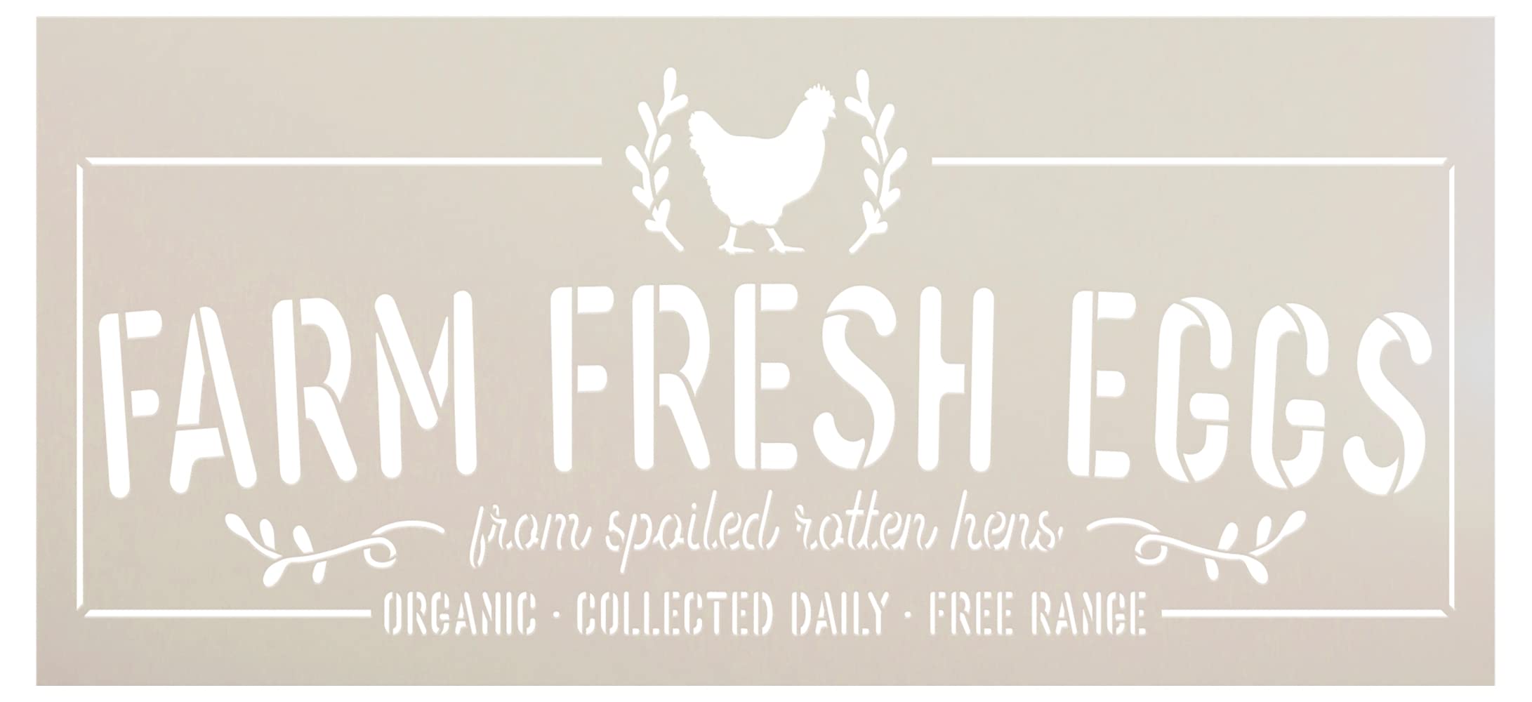 Fresh Eggs from Spoiled Rotten Hens Stencil by StudioR12 | Craft DIY Farmhouse Home Decor | Paint Wood Sign | Reusable Mylar Template | Select Size (18 x 8.25 inch)