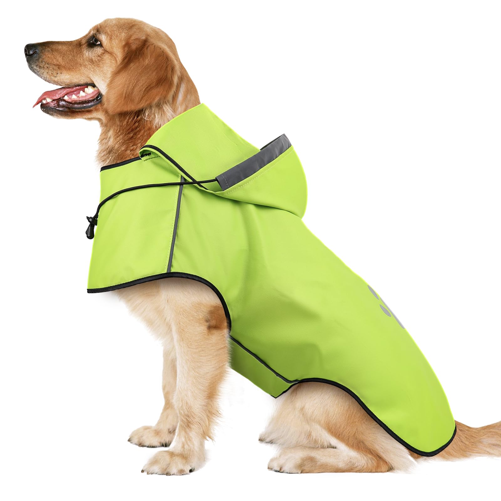 Impermeable Chubasqueros para Perros Reflectante, Ajustable Chubasquero Perro Grande Mediano, Poncho de Lluvia Impermeable con Agujero para Arnés y Capucha Chaqueta de Lluvia 100% Impermeable-Verde-XL