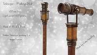 Vista 8 de Antiguo latón Hollywood bastón colectores telescopio madera bastón marino apoyo hogar y viajes