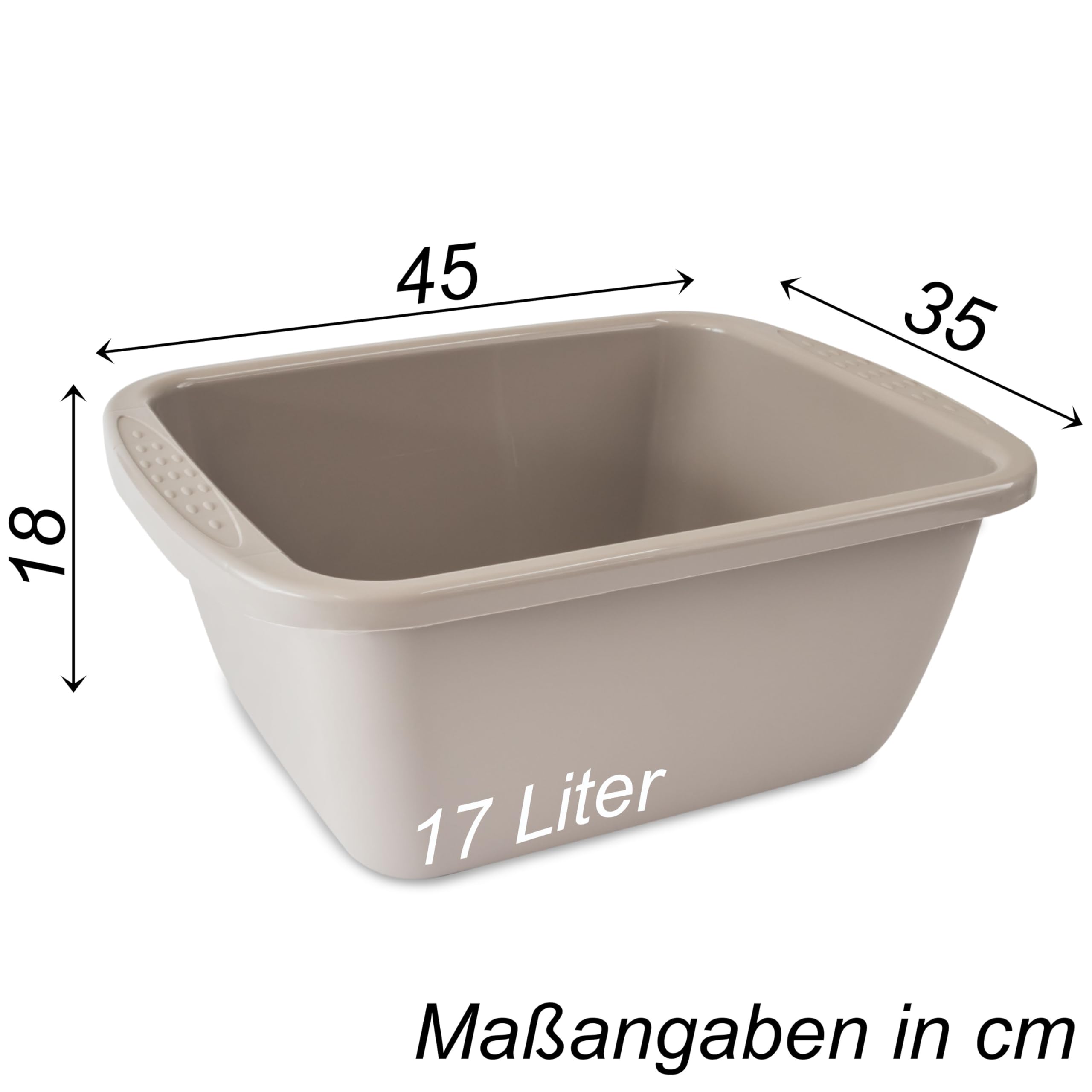 #11 Schüssel 17 Liter rechteckig 45x35x18 cm Braun - Universal Haushaltsschüssel Waschschüssel Küchenschüssel Spülschüssel Kunststoff Fußbad Pflege - nestbar