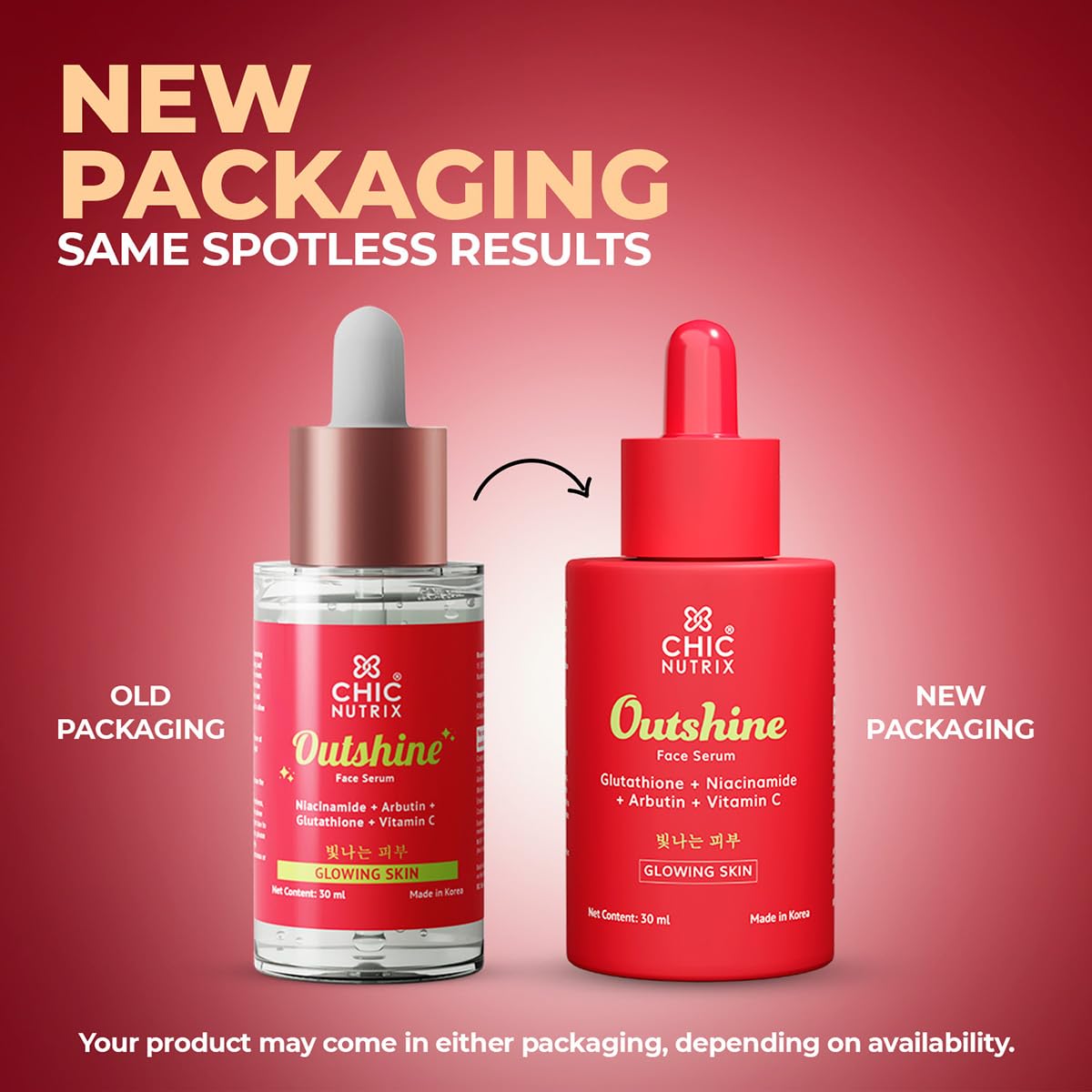 Chicnutrix Outshine – Korean Brightening Face Serum | Made in Korea | 5 Powerful Actives - Niacinamide, Glutathione, Vitamin C | For Pigmentation, Dark Spots & Acne Marks | For All Skin Types