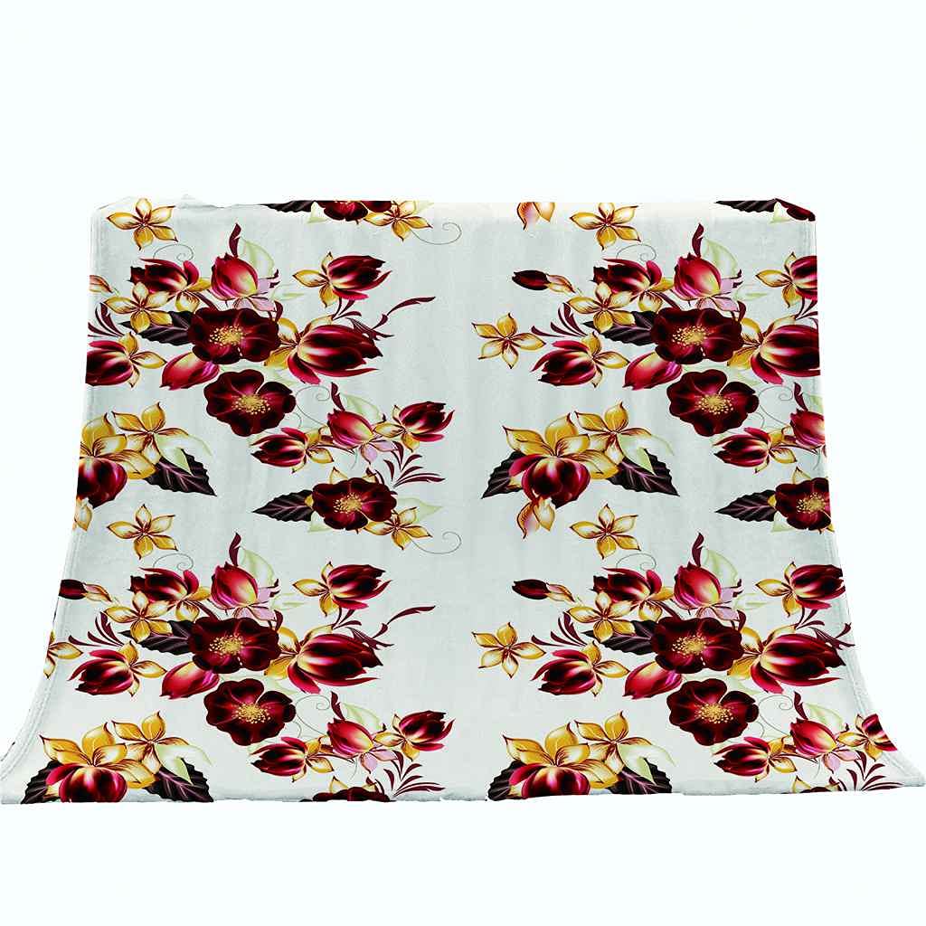 Couverture polaire chaude flanelle microfibre 130x150cm, plaid doux motif fleur rouge 3D