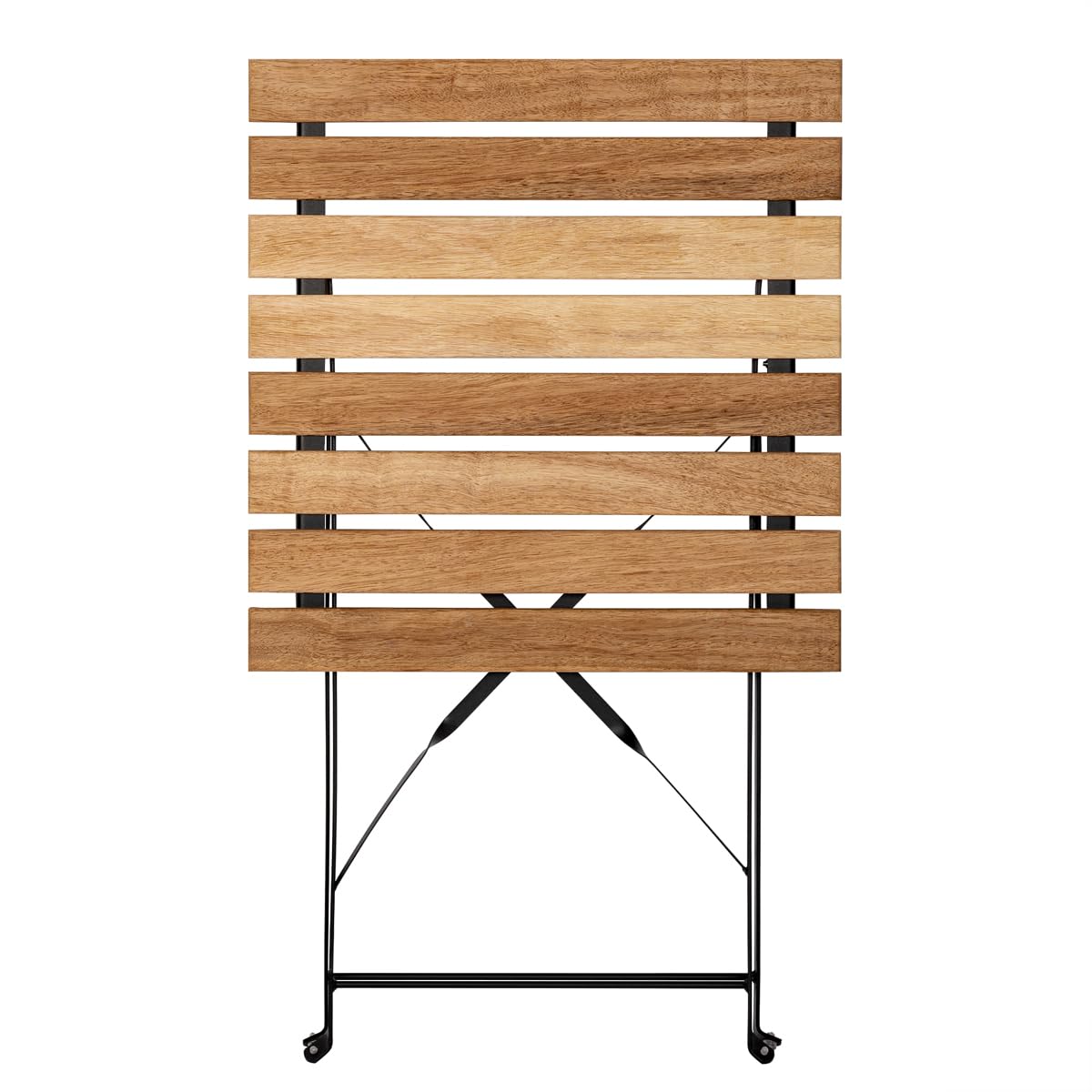 Set de 3 Muebles de Mesa y 2 Sillas, Jardín, Exterior, Plegables, Metal y Madera, para Terraza Estilo Retro, Estructura de Acero, tipo Bistró, Patas Antideslizantes, Balcones Pequeños, Terrazas