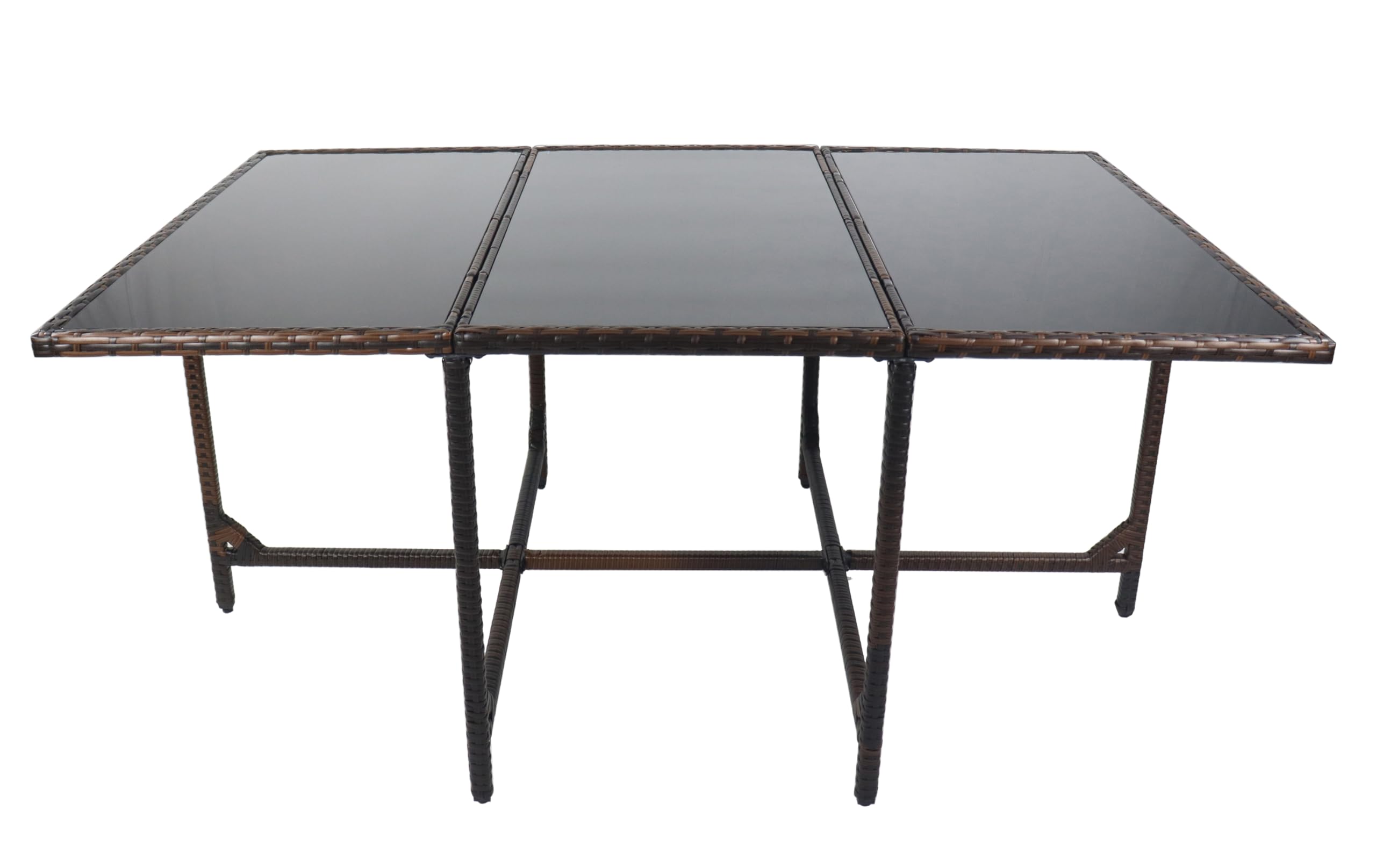 VCM Raloso rattanowy stół balkonowy, stół ogrodowy, kemping, 170 x 110 cm, brązowy