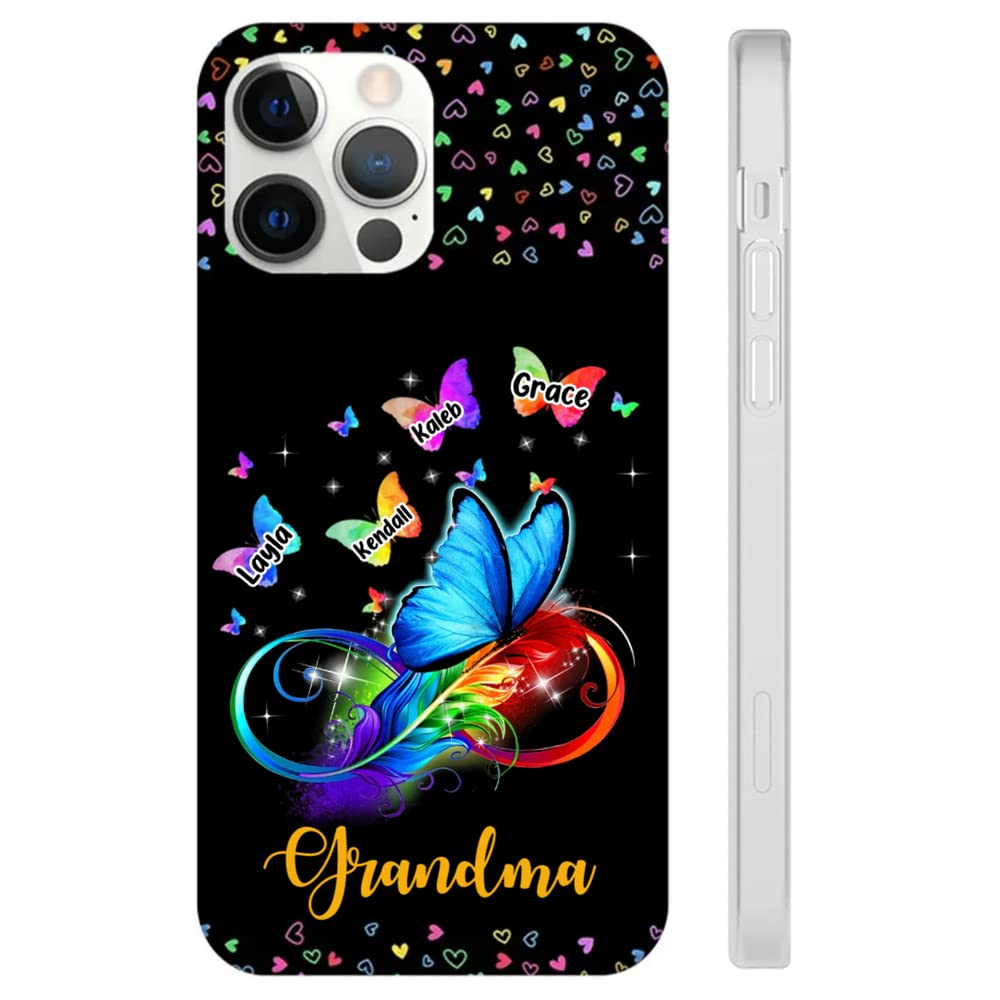 My4gifts Personalized Grandma Phone Case - Customized Grandma with Grandkids, Butterfly Design