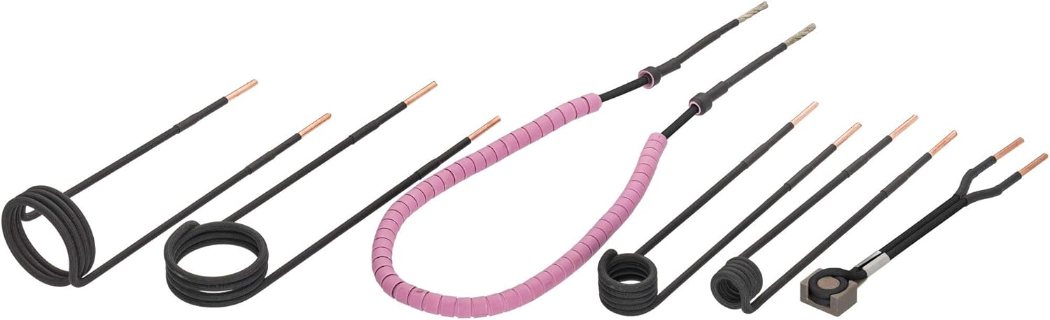 ViGOR V4891/6 inductiespoel-uitbreidingsset, 6-delig, bestaande uit focus-, starre en flexibele spoelen, voor nauwkeurige verwarming, geschikt voor inductieverwarmer V4891