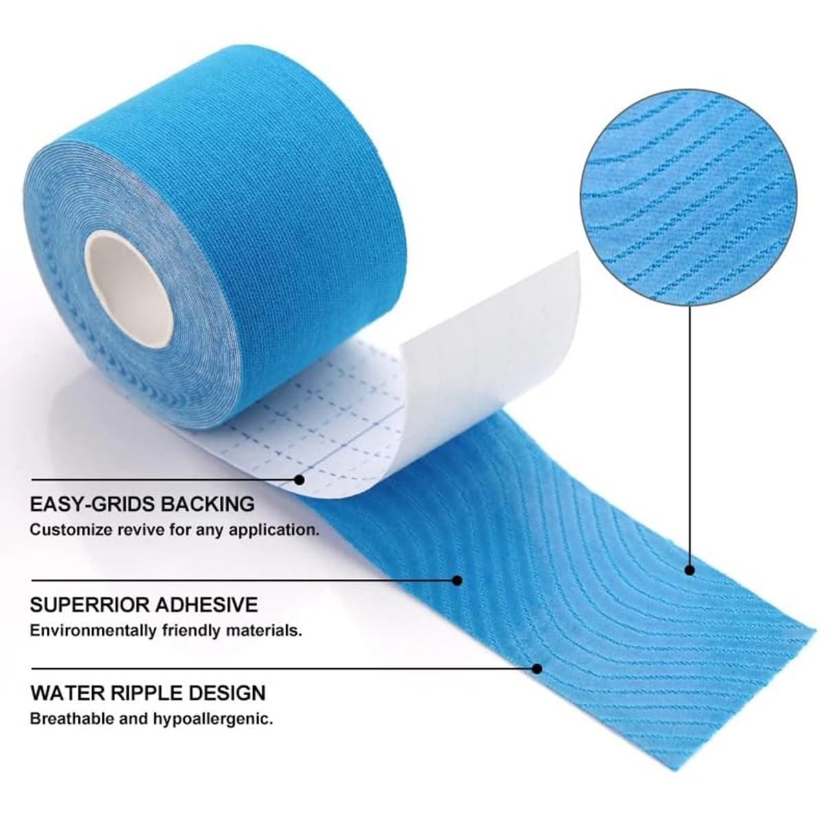 Abgrow Kinesiology Tape - Elastic Adhesive Sportstape for Muscle Pain Relief, Gym, Fitness, Running - Ideal Support for Knee, Wrist, Shoulder, Back (Random Colour Shipped) 1