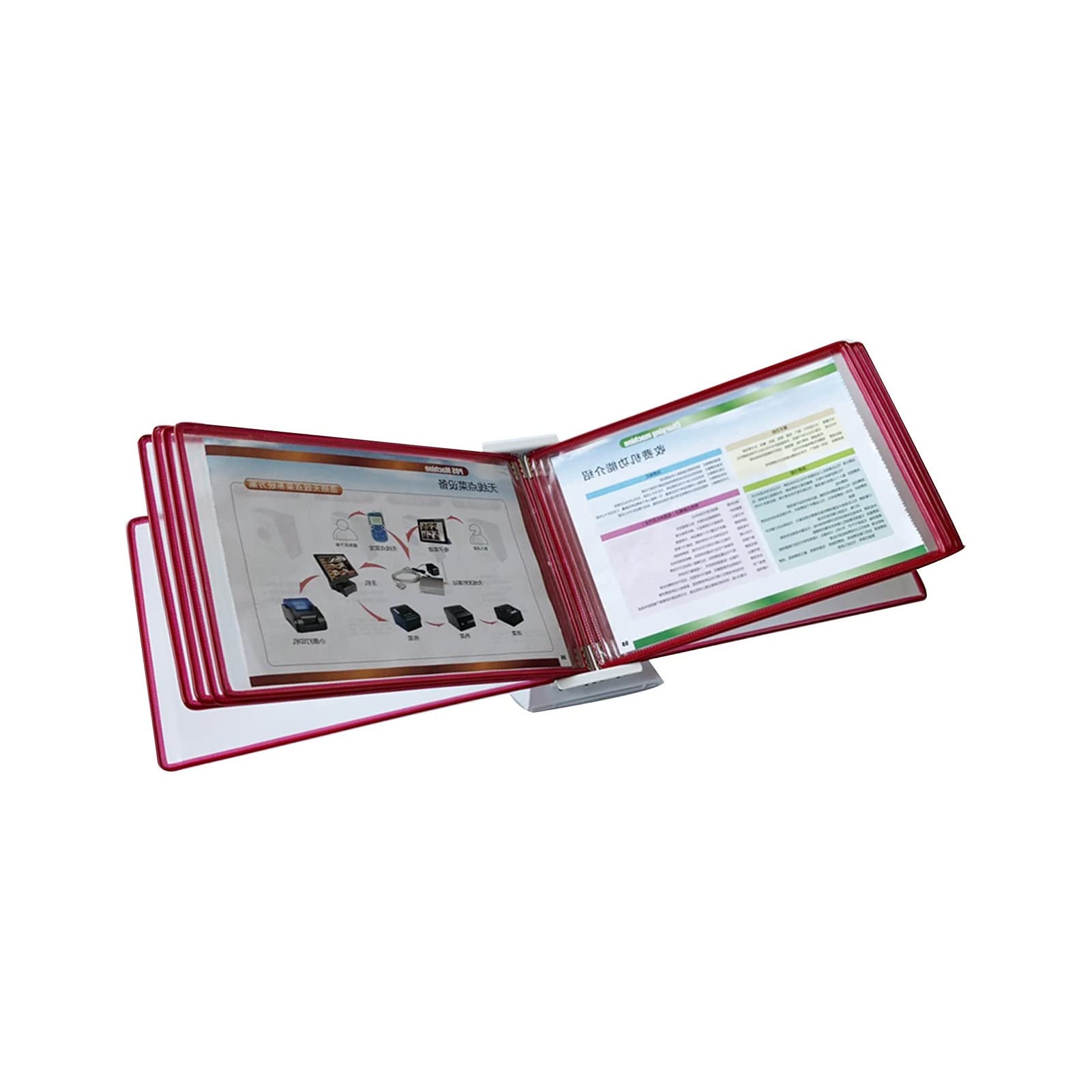 OLSKFUH Desktop Reference Organizer - Desktop Flip Display Folder Horizontal Catalog Reference System Wall-Mounted A4,Red