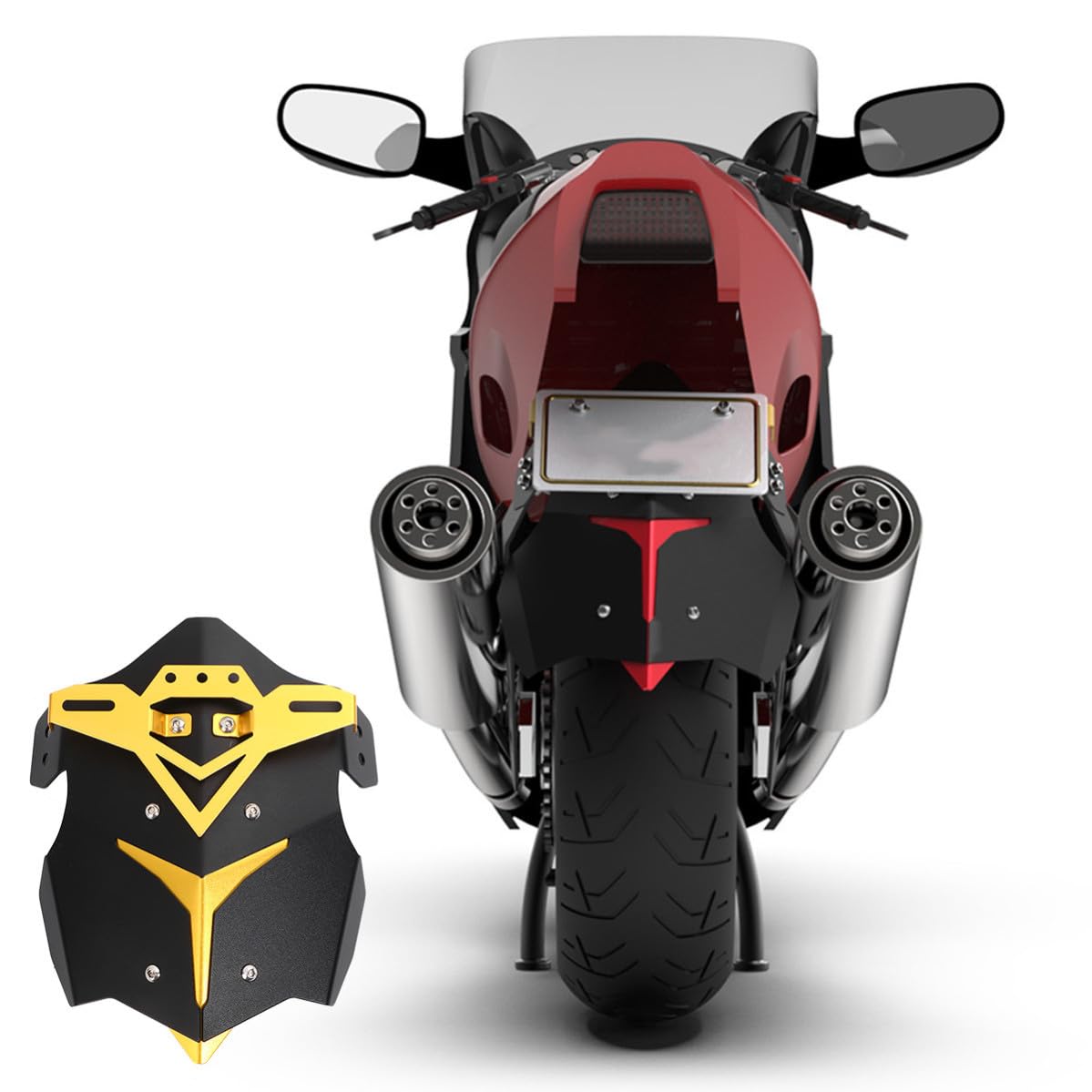Housoutil Juego de Accesorios para Motor Trasero Dorado, Guardabarros de Aleación de Aluminio Duradero para Evitar Salpicaduras de Barro en Motos