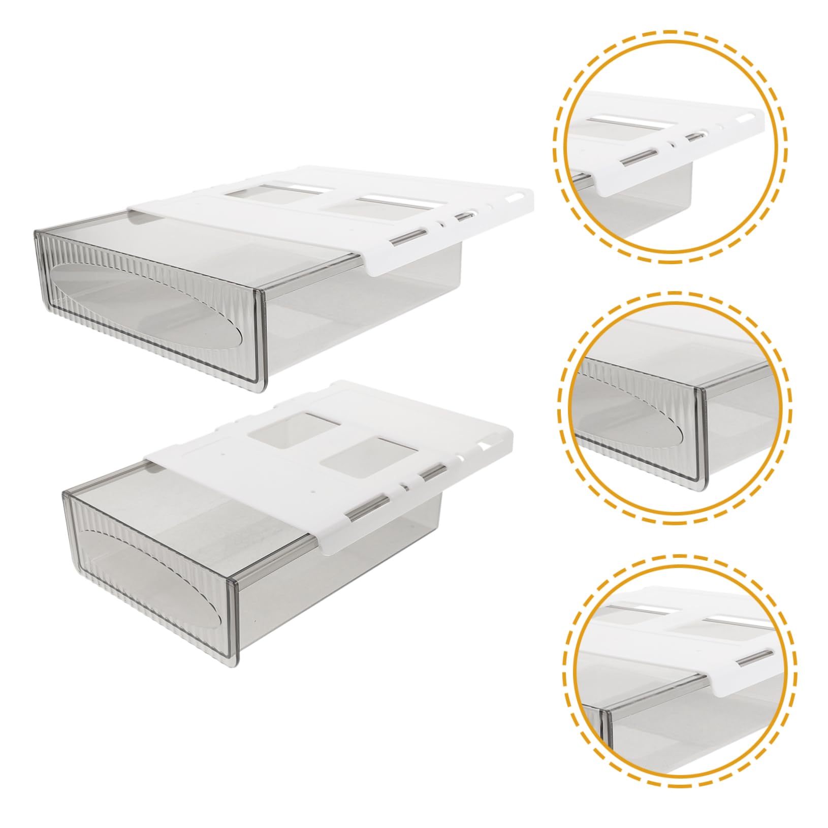 HOMSFOU Organizer da Scrivania Nascosto Cassetto, 2 Pezzi, Plastico Bianco | Grande Capienza, Installazione Semplice, Resistenza All’usura, per Soggiorno e Comò