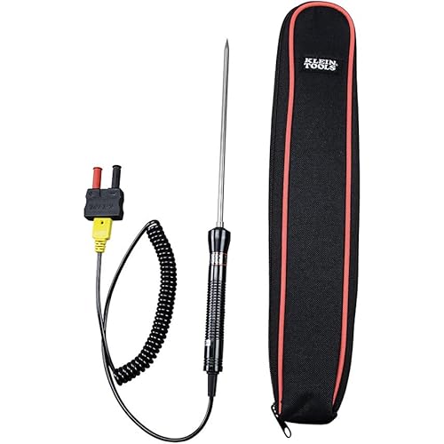 Klein Tools 69144 K-Type Thermometer Temperature Probe for HVAC Applications with Coiled 5-Foot Lead