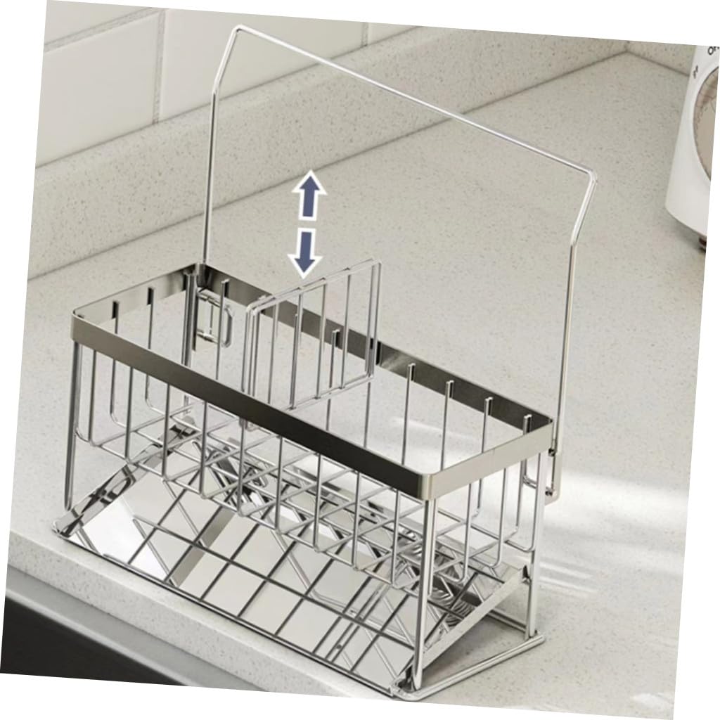 SHINEOFI Soporte para Esponjas de Cocina de Acero Inoxidable Escurridor Multifuncional para Paños y Utensilios de Limpieza Estante Compacto para Encimera Accesorio Práctico para