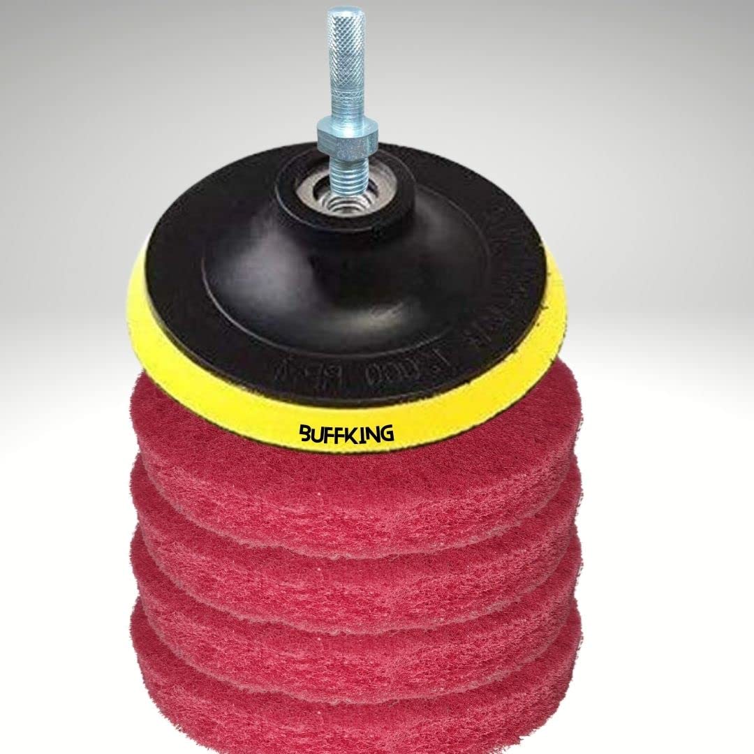 BUFFKING - Power Scrub Set Pack (RED) MEDIUM Density 7" Compatible with Drill Machines & Angle Polishers (B0B4DY4XKR) Amazon Price History, Amazon Price Tracker