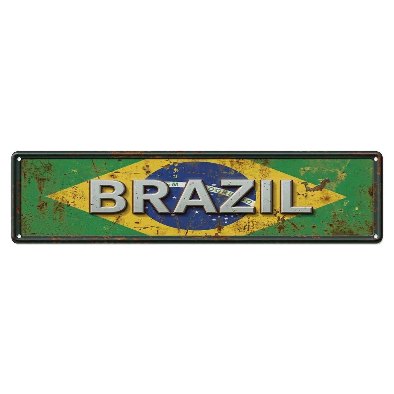 Xanthor Style Metal Tin Sign Vintage Brazil Flag Pattern