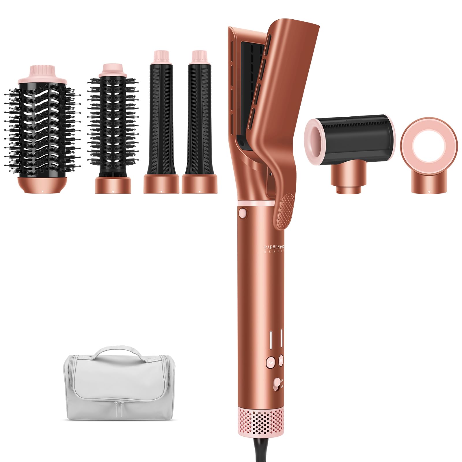 PARWIN PRO BEAUTY MaxAIR 2.0 Airstyler, 7 w 1, zestaw do stylizacji włosów, lokówka do włosów, mniej uszkodzeń spowodowanych wysoką temperaturą, suszarka do włosów 110 000 obr./min, szczotka do