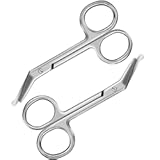 Zhehao 2 Pieces Ostomy Scissors Stainless Steel Bandage Surgical Medical Scissors for Doctors, Nurses, Veterinary Home Nursing, 4.3 x 2.1 Inch, Curved (Silver)