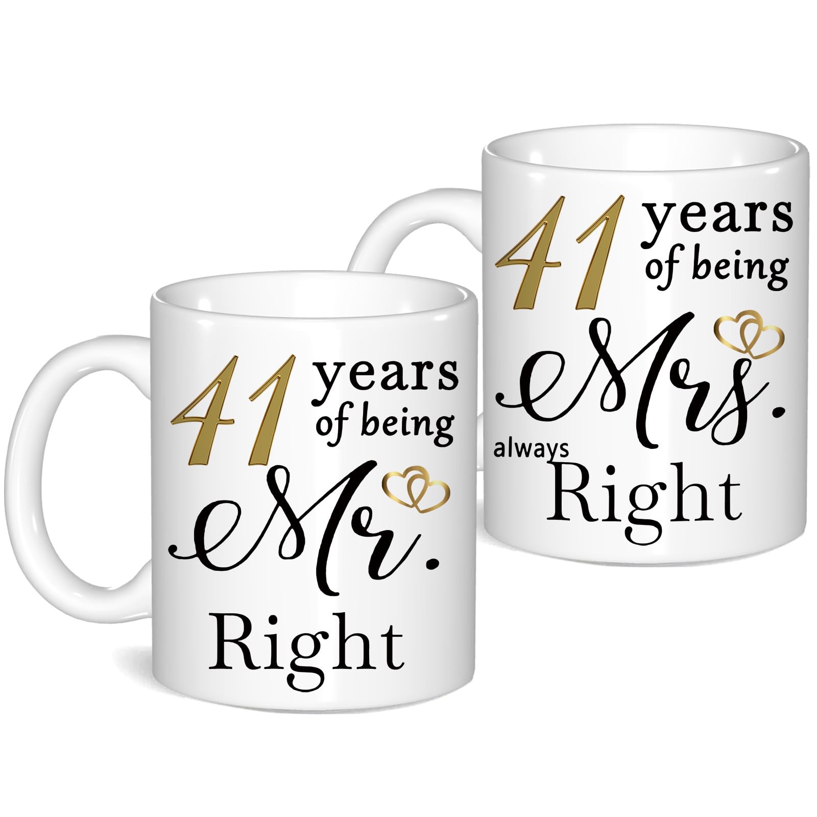 41 Year Anniversary Coffee Mugs Set of 2