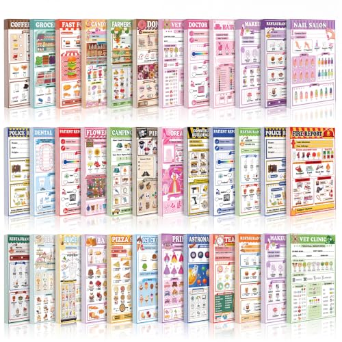 Image of Eaasty 36 Pack Kids Pretend Play Notepads 4x6 Inch,Mixed | 6 Career Themes Dental Police Vet Makeup Restaurant, 40 Pages per Notepad for Toddlers Imaginative Activity and Learning