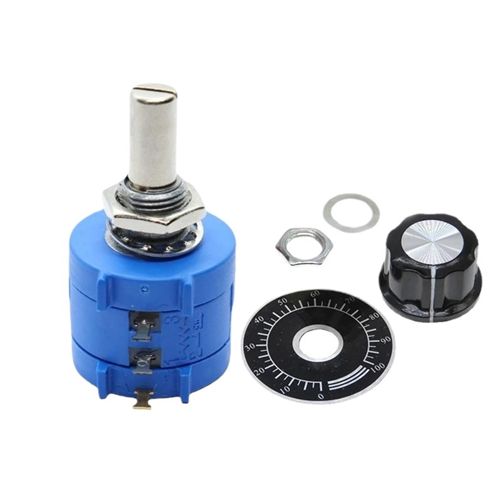 Kit de potenciómetro ajustable multivuelta 3590S con tapa de perilla 2W 3590S-2-103L 500 1K 2K 5K 20K 50K 100K Ohm Resistencia bobinada(500 Ohm)