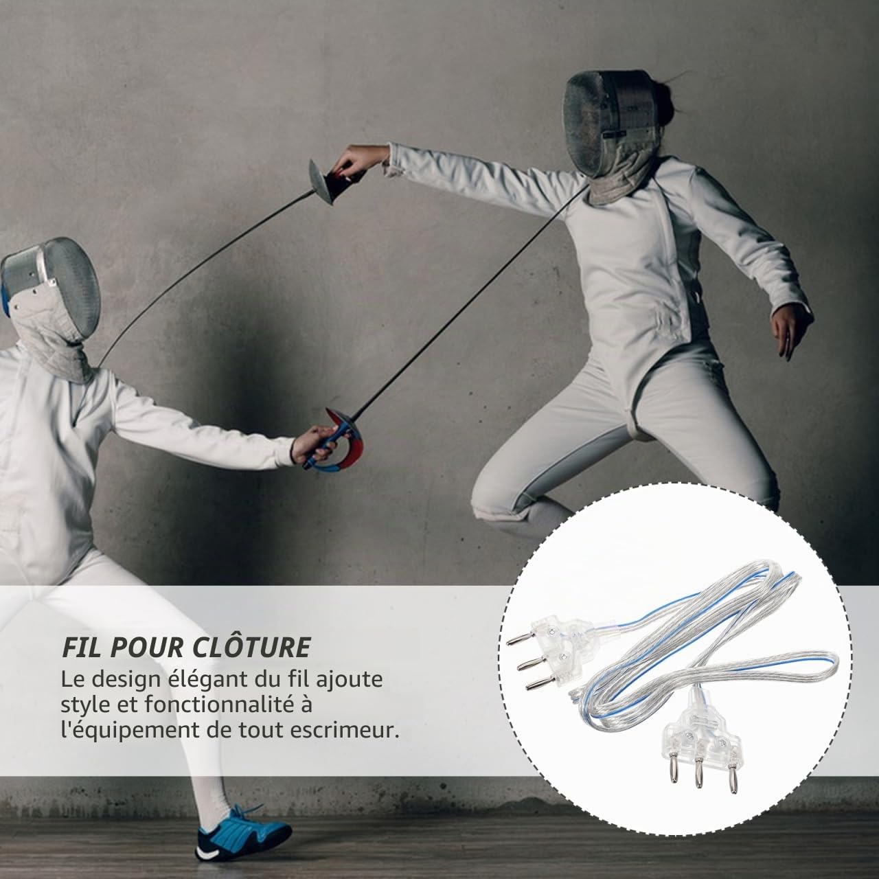 VANZACK Accessoires d'escrime professionnels Epee Câble manuel pour masques d'escrime Câble de corps transparent de qualité standard Idéal pour les compétitions et l'entraînement