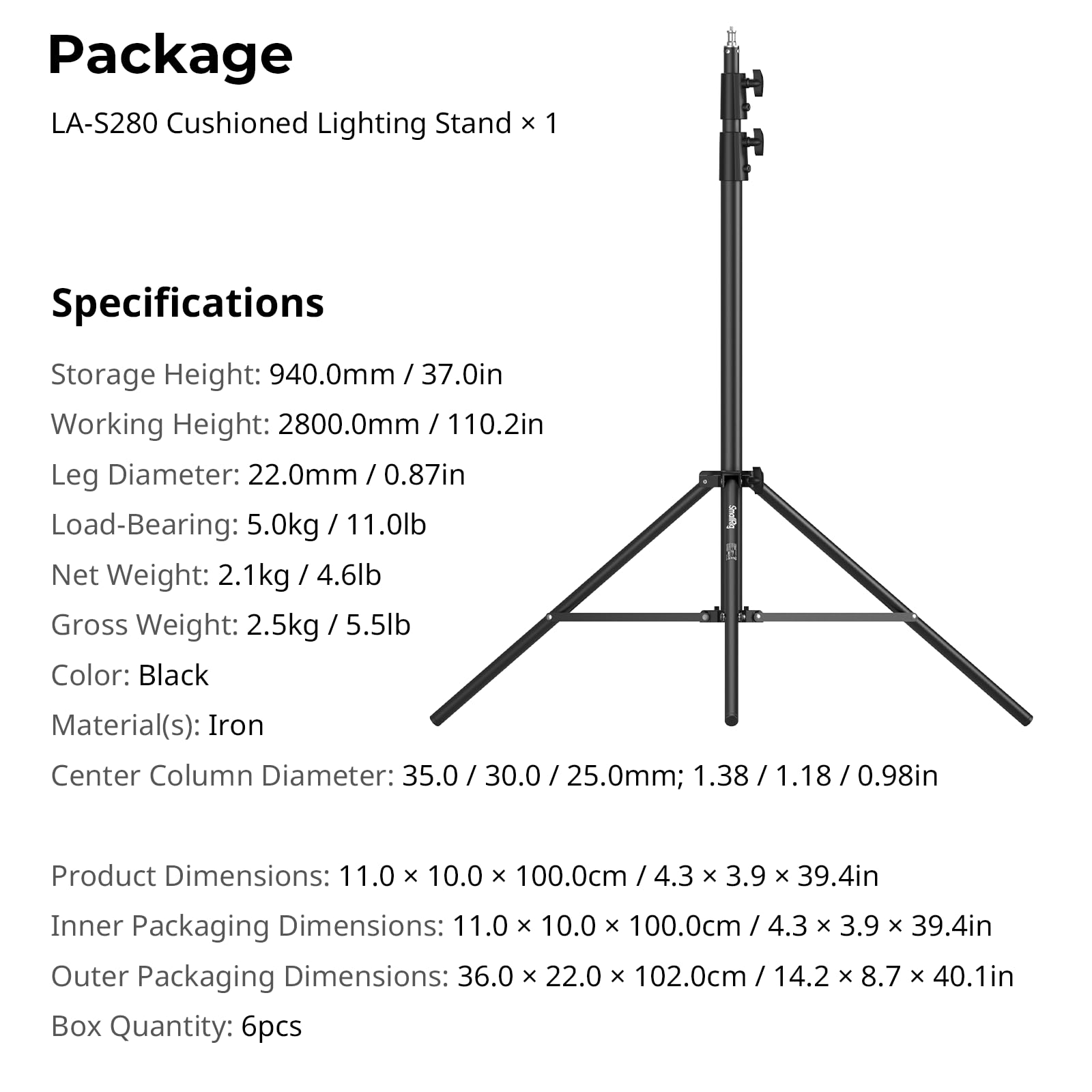 Amazon.com : SmallRig LA-S28 Light Stand for Photography, 9.2ft