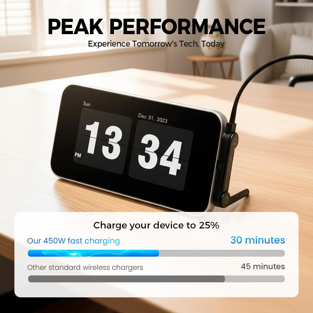 Cavo USB-C intrecciato a ricarica rapida con supporto per telefono integrato, cavo pieghevole a forma di T a 90 gradi, caricabatterie multifunzionale, lunghezza 1,5 m, design ad angolo retto