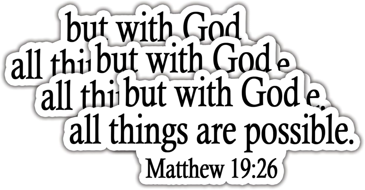 (3Pcs) But with God All Things are Possible Stickers God Stickers Faith Stickers Decal Waterproof Vinyl Stickers Adult for Laptop Kindle Car Tumbler Water Bottle Mug Phone Notebook Size 3”x1.2”