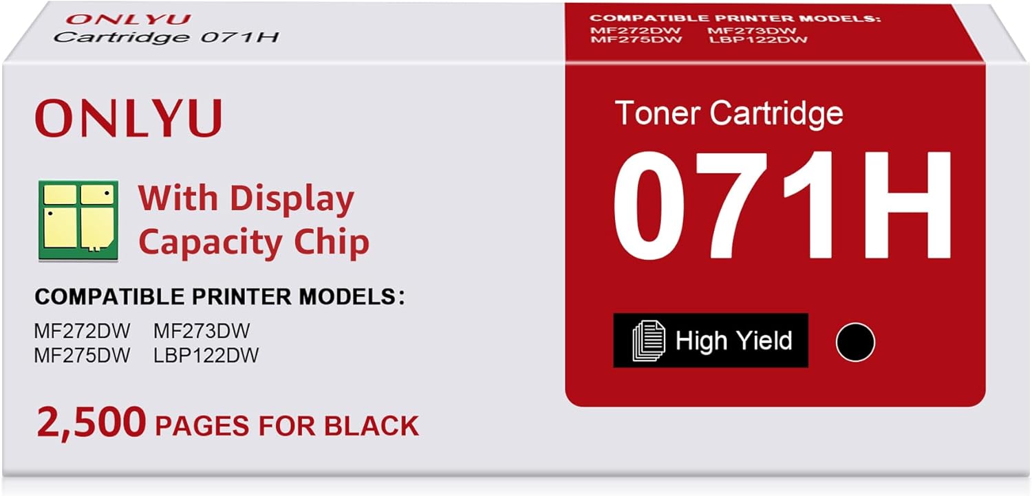 ONLYU Compatible Toner Cartridge for Canon 071H 071 Black Toner Cartridge 2500 Pages, Compatible to Imageclass LBP122dw MF272dw/MF273dw/MF275dw i-Sensys LBP122dw Laser Printer (High Yield, 1 Pack)