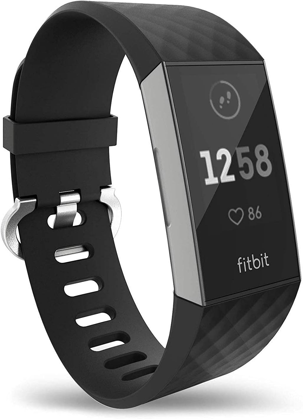 KAEHA FBACHA-54 Accessory Bands, Replacement Silicone, Sports Wrist Strap for Fitbit Charge 3 - Black-Large, Unisex-Adult, Large