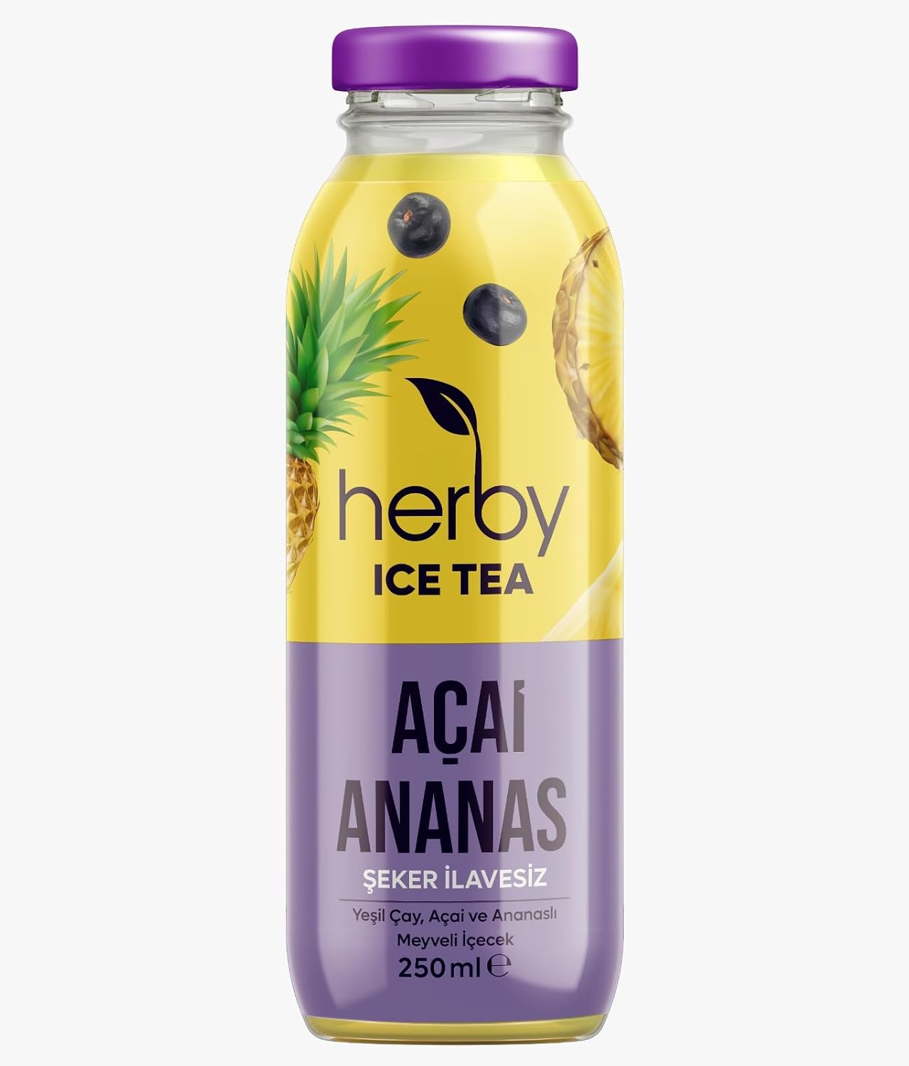 Herby Ice Tea Açai Ananas Soğuk Çay Şeker İlavesiz 250 ml X 12 Adet