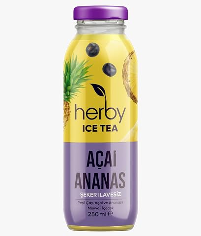 Herby Ice Tea Açai Ananas Soğuk Çay Şeker İlavesiz 250 ml X 12 Adet