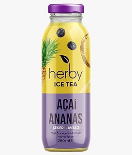 Herby Ice Tea Açai Ananas Soğuk Çay Şeker İlavesiz 250 ml X 12 Adet